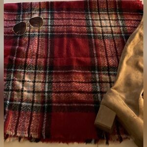 Red Plaid scarf Blanket NWT